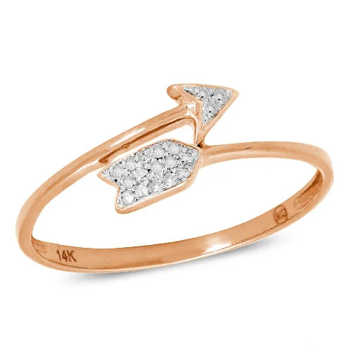 Silver engagement rings for women -14KR 0.10CTW DIAMOND ARROW RING