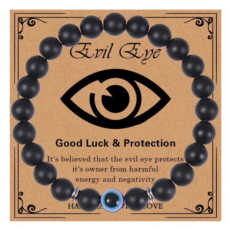 Frosted Stone-Evil Eye Bracelet