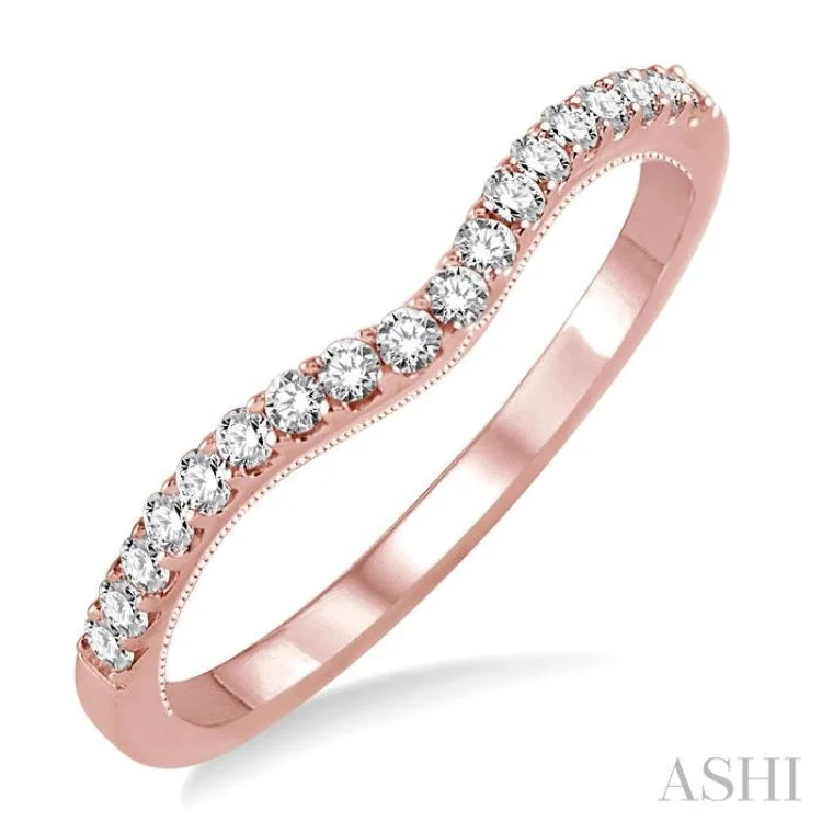 Engagement rings with channel setting for women -1/4 ctw Round Cut Diamond Wedding Band in 14K Rose Gold