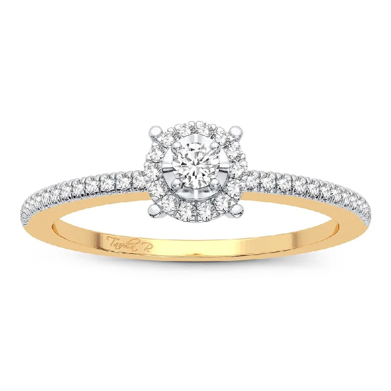 Classic silver engagement rings for women -10K 0.16CT Diamond Ring