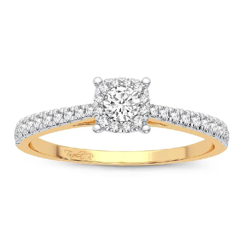 Simple gold engagement rings for women -10K 0.09CT Diamond Ring