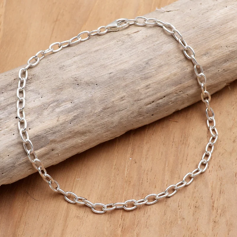 Sterling silver bangles for women -For Your Birthday Hand Made Sterling Silver Chain Bracelet from Bali