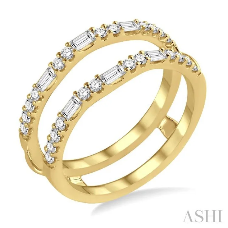 Engagement rings with filigree design for women -1/2 Ctw Baguette and Round Cut Diamond Insert Ring in 14K Yellow Gold