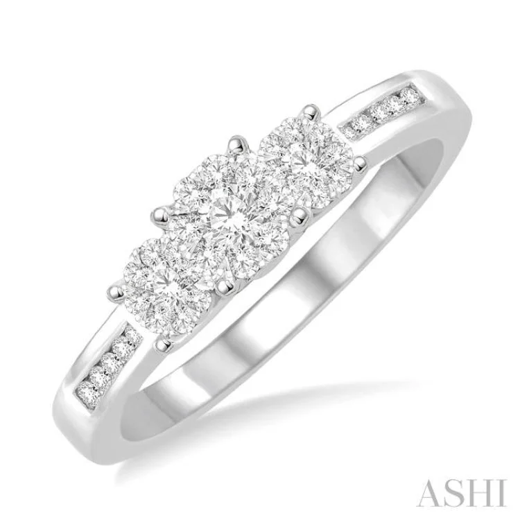 Simple engagement rings for women -1/3 Ctw Round Cut Diamond Lovebright Ring in 14K White Gold