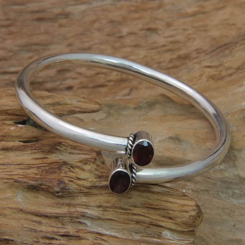 Magnetic bracelets for women -Bound To You Balinese Garnet and Sterling Silver Bangle Bracelet