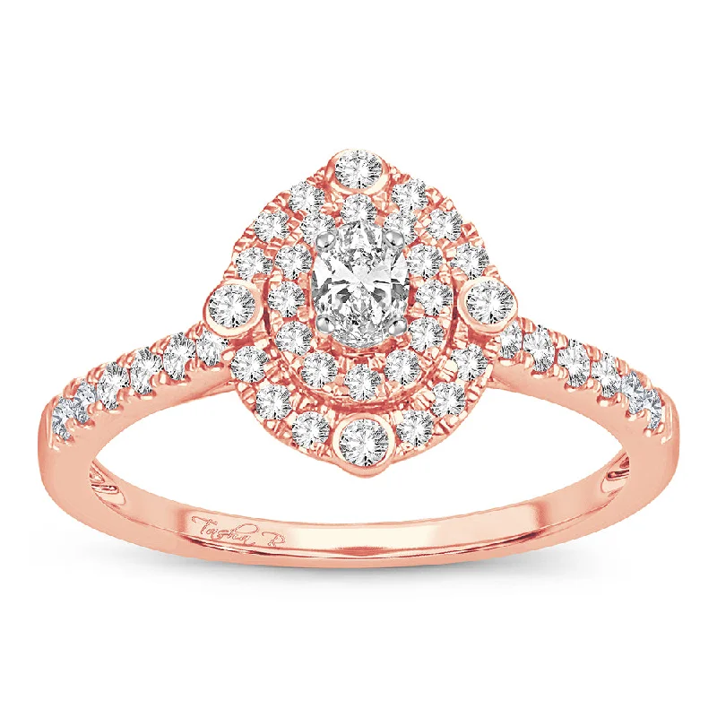 Engagement rings with oval diamonds for women -14K 0.50CT Diamond ring