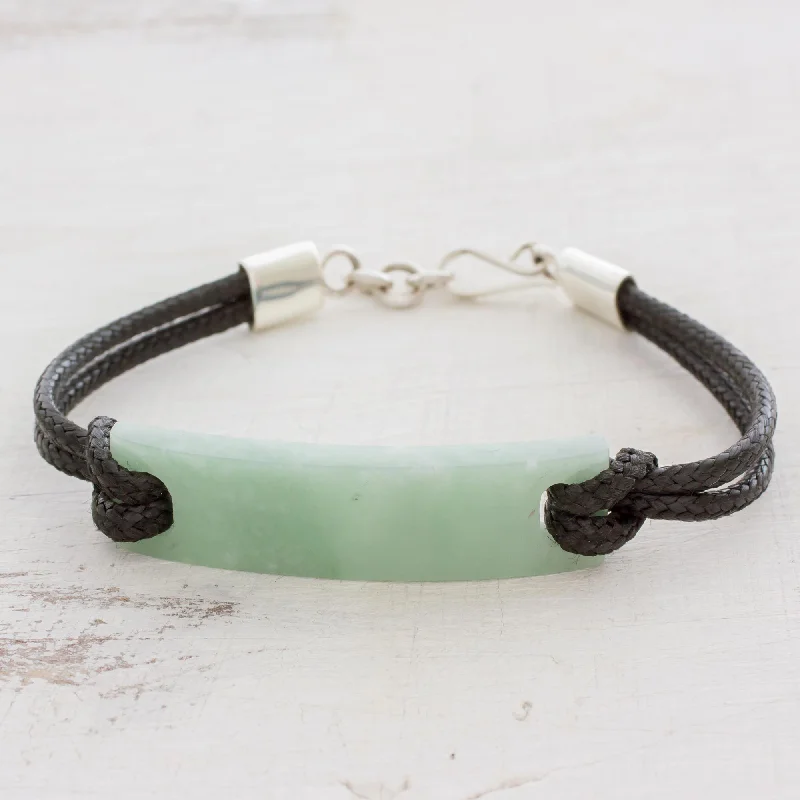 Rose gold bangles for women -Monolith in Light Green Simple Jade Pendant Bracelet in Light Green from Guatemala