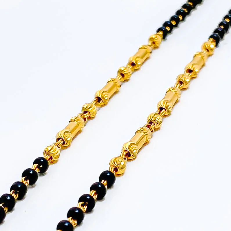 Multi-layer bracelets for women -Slender Chic 22k Gold Black Bead Baby Bracelet Pair