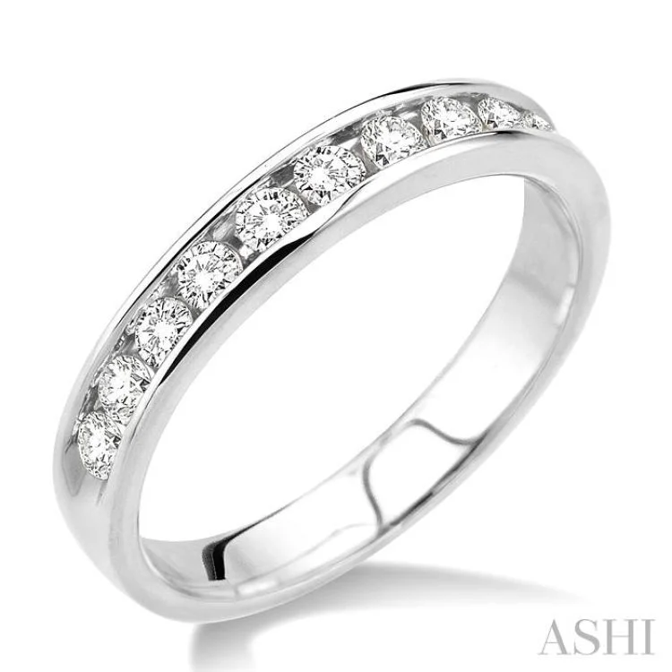 Custom-designed engagement rings for women -1/2 ctw Round Cut Diamond Wedding Band in 14K White Gold