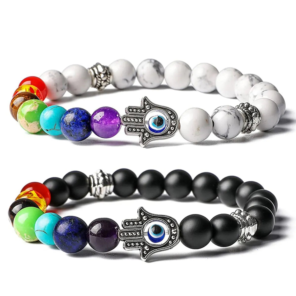 Engraved bracelets for women -Modern Style Devil's Eye Natural Stone Agate Howlite Bracelets