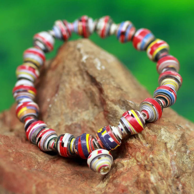 Crystal bangles for women -Love Affair Handmade Bracelet with Multicolor Recycled Paper Beads