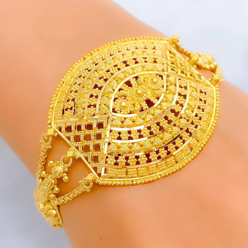 Leather bracelets for women -Gorgeous Glistening 22k Gold Statement Bracelet