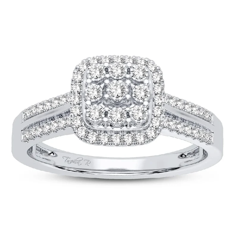 Modern solitaire engagement rings for women -10K 0.17CT DIAMOND RING