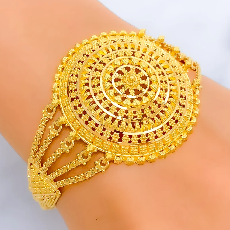 Handmade bracelets for women -Traditional Mandala 22k Gold Statement Bracelet