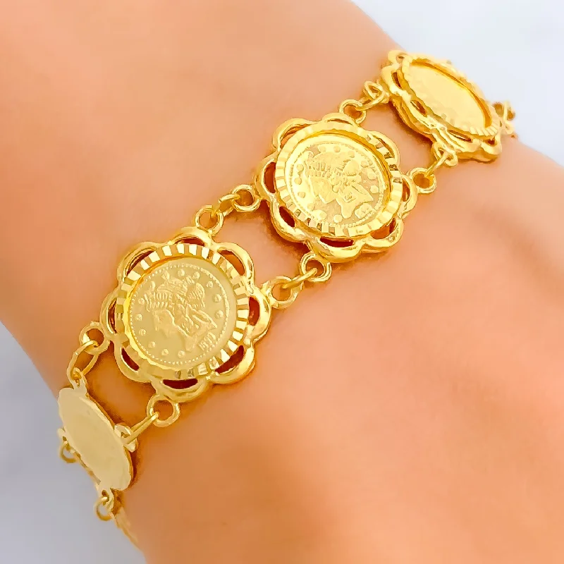 Silver bangles for women -Jazzy Shimmering 21k Gold Coin Bracelet