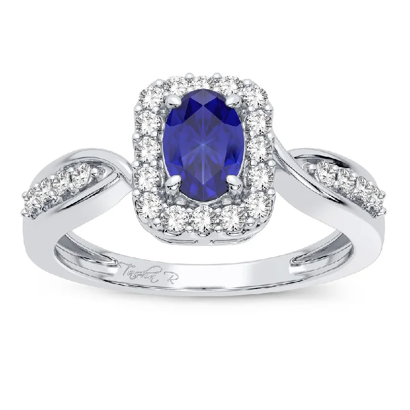 Affordable engagement rings for women -14K 0.25CT Diamond Ring Sapphire