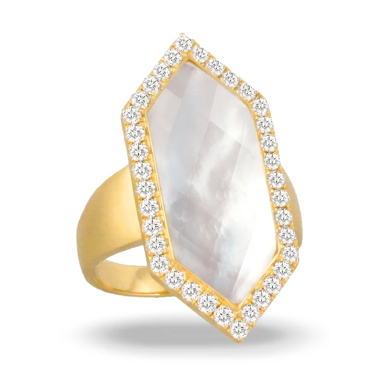 Stackable engagement rings for women -Doves White Orchid Collection 18K Yellow Gold Diamond Ring