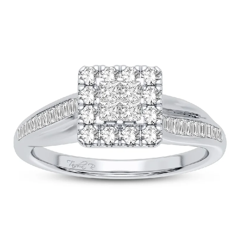 Engagement rings with unique settings for women -10K 0.50CT DIAMOND RING