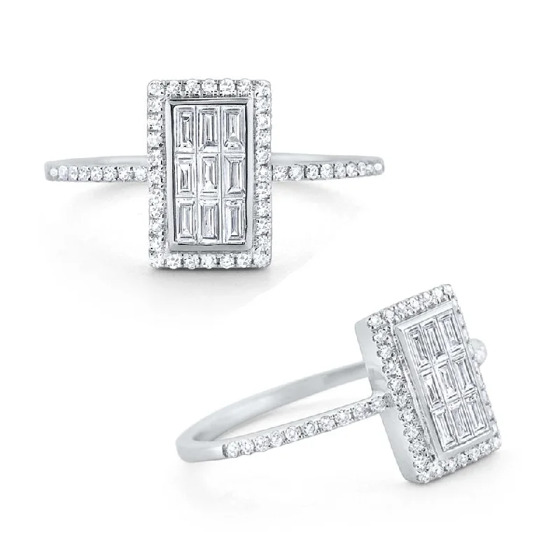 Engagement rings with floral design for women -Diamond Rectangle Mosaic Ring Set in 14 Kt. Gold