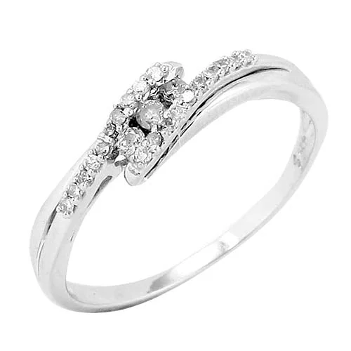 Cushion cut engagement rings for women -Sterling Silver 0.15CTW DIAMOND FANCY RING