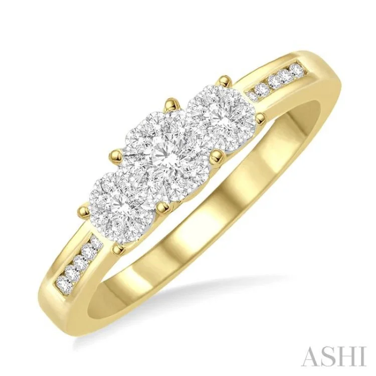 Classic engagement rings for women -1/3 Ctw Lovebright Round Cut Diamond Ring in 14K Yellow and White Gold