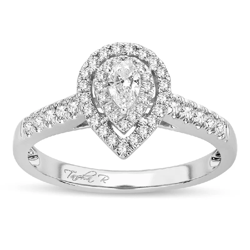 Engagement rings with sleek bands for women -14K 0.51CT Diamond Ring