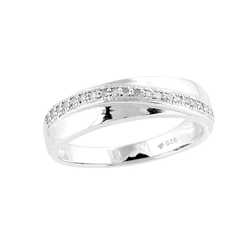 Affordable engagement rings for women -Sterling Silver 0.10CTW DIAMOND FANCY RING