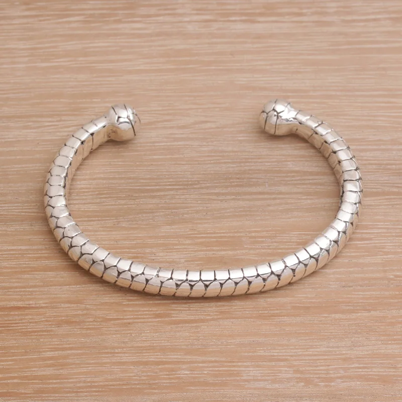 Infinity bracelets for women -Komodo Cuff Sterling Silver Cuff Bracelet Handcrafted in Bali