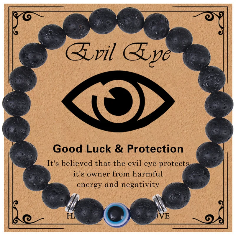 Volcanic rock-Evil Eye Bracelet