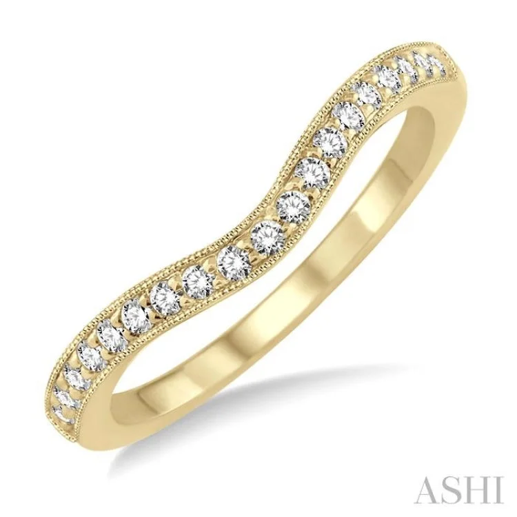 Engagement rings with bezel setting for women -1/5 ctw Round Cut Diamond Wedding Band in 14K Yellow Gold