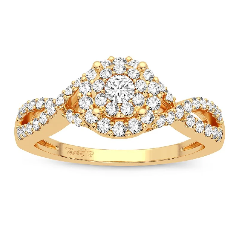 Engagement rings with colorful stones for women -14K 0.38CT Diamond Ring