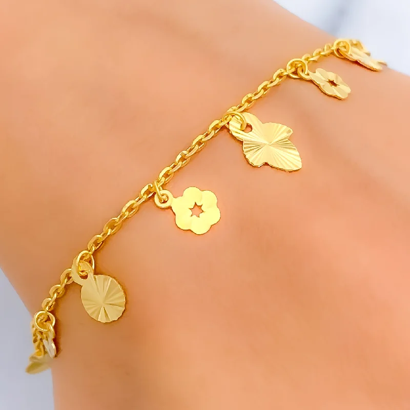 Metal bangles for women -Lovely Shimmering 22K Gold Charm Bracelet