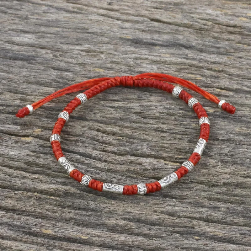 Gold bracelets for women -The Balance Red Unisex 950 Karen Silver Cord Beaded Bracelet