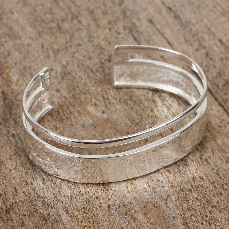 Classic bracelets for women -Silver River Unique Taxco Silver Cuff Bracelet