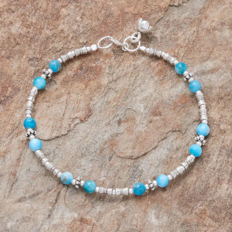 Sterling silver bangles for women -Antique Hill Tribe Hill Tribe Apatite Beaded Bracelet from Thailand