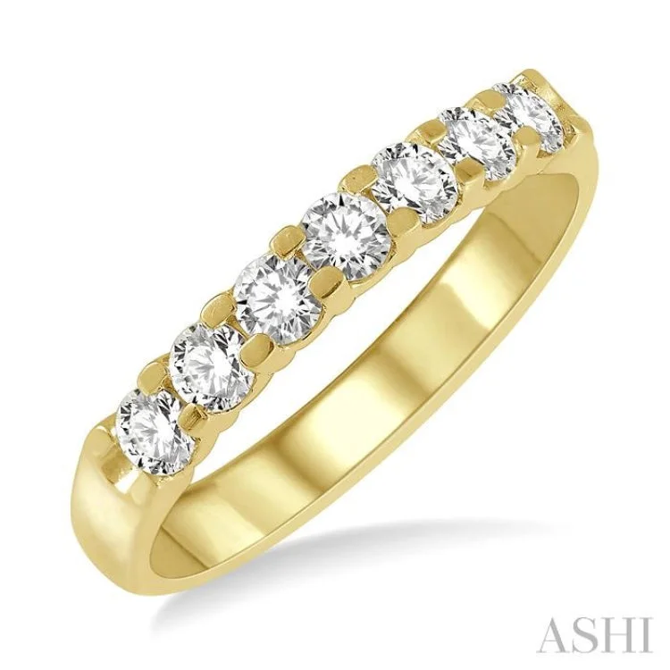 Luxury engagement rings for women -1/2 ctw 7 Stone Round Cut Diamond Wedding Band in 14K Yellow Gold