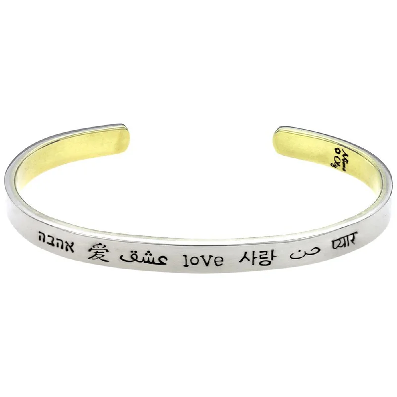 Diamond bangles for women -Love In Many Languages Stackable Cuff Bracelet