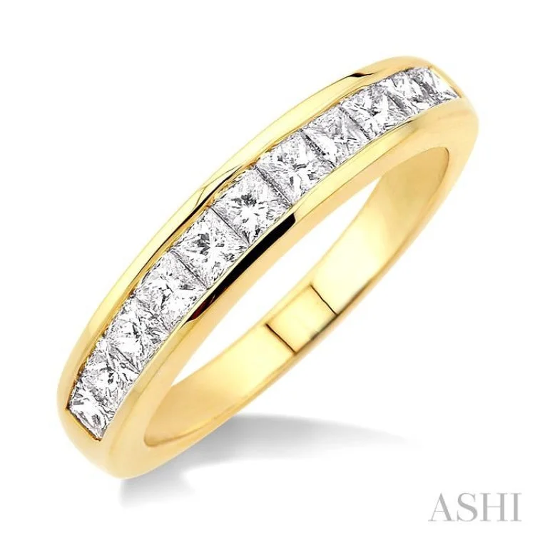 Engagement rings with channel setting for women -1.00 ctw Princess Cut Diamond Wedding Band in 14K Yellow Gold