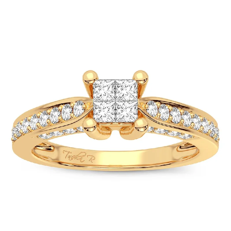 Simple gold engagement rings for women -10K 0.50CT Diamond Ring