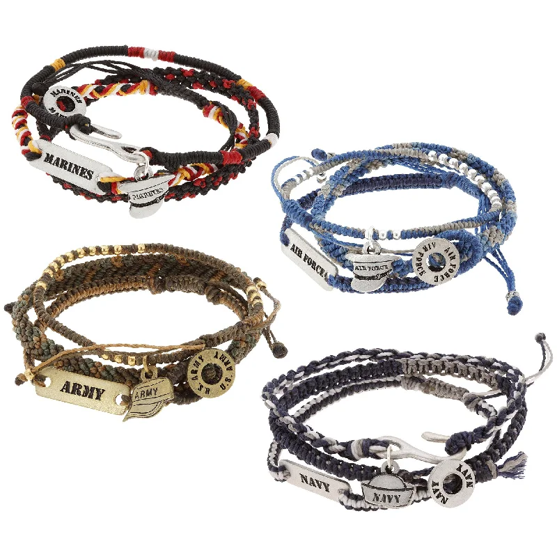 Silver bangles for women -Military Hat Woven Bracelet Trio