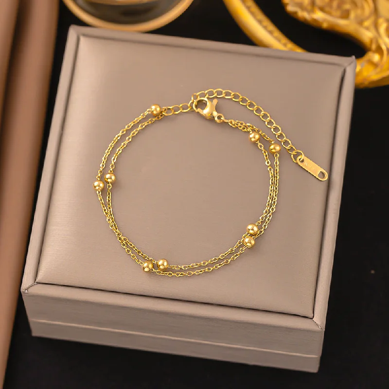 YC [E42] Ball Bead Chain Bracelet [Gold]