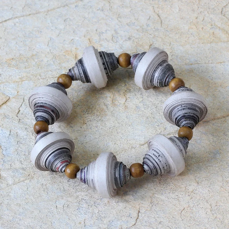 Modern bracelets for women -Golden Dawn Handcrafted Modern Recycled Paper Beaded Bracelet