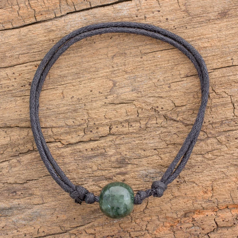 Floral bracelets for women -Loving Life in Dark Green Adjustable Dark Green Jade Pendant Bracelet from Guatemala