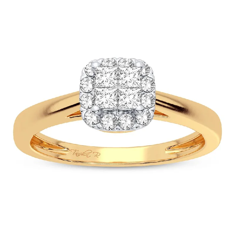 Halo diamond engagement rings for women -14K 0.25CT Diamond Ring