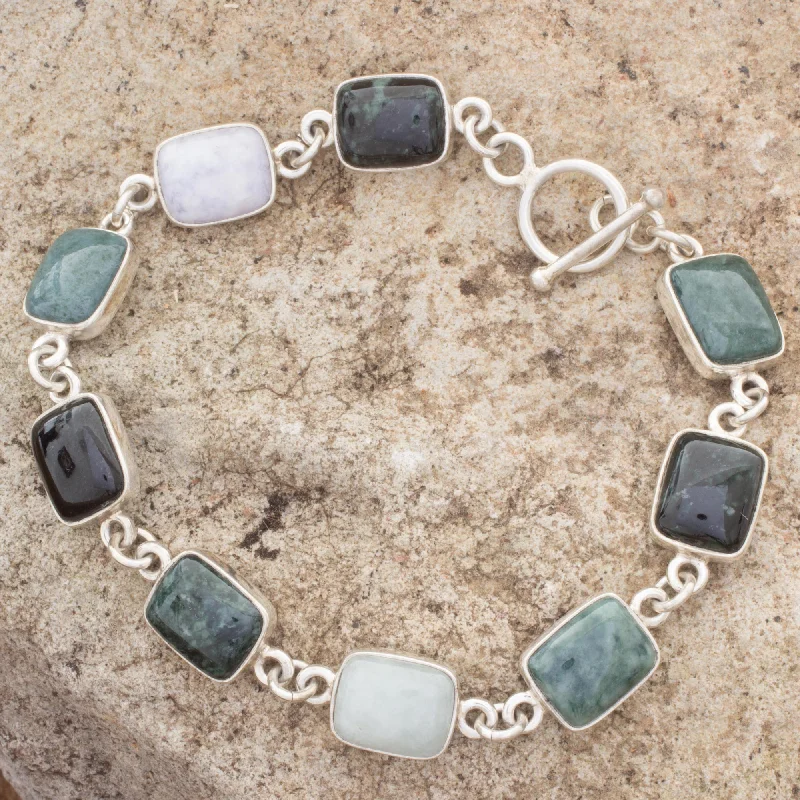 Infinity bracelets for women -Ya'ax Chich Colors Jade & Silver Link Bracelet