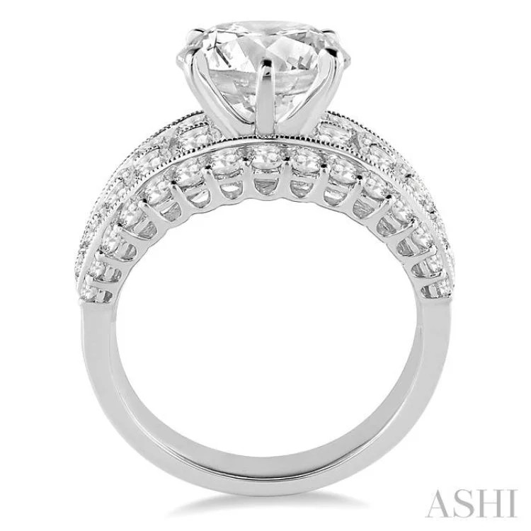 Affordable engagement rings for women -2 1/10 Ctw Diamond Semi-Mount Engagement Ring in 14K White Gold