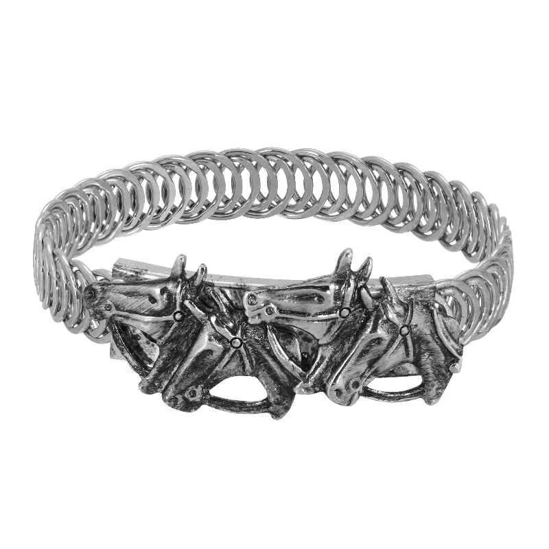 Magnetic bracelets for women -1928 Jewelry® Pewter Horse Heads Coil Bracelet