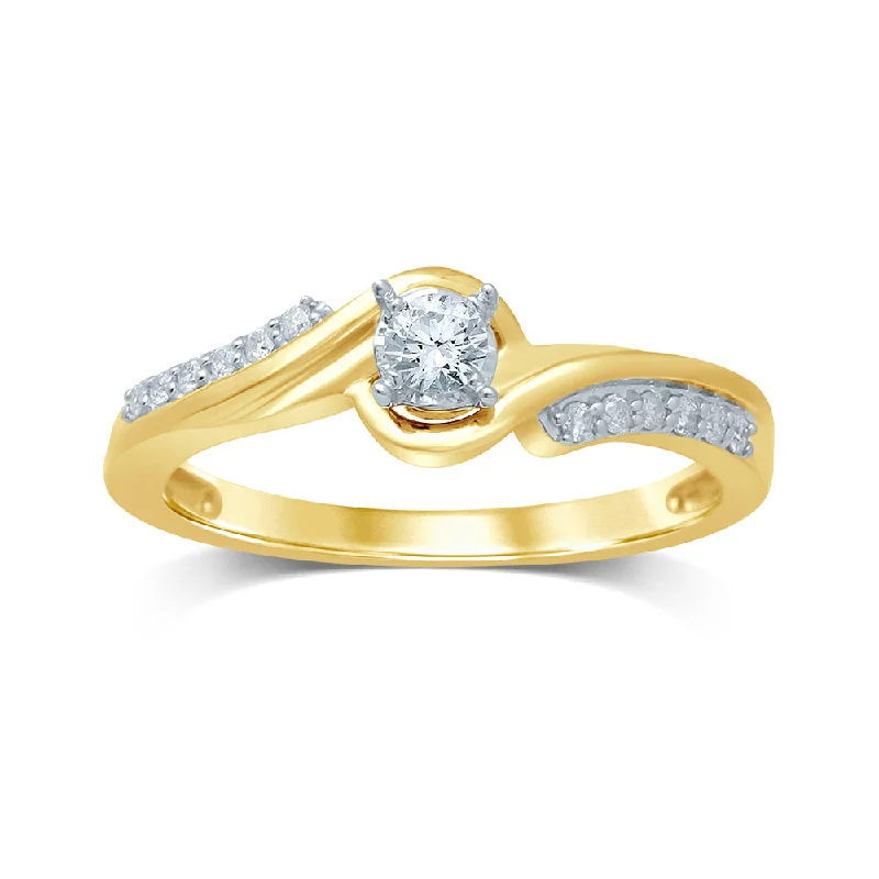 Round cut engagement rings for women -10K 0.20CT Diamond RING