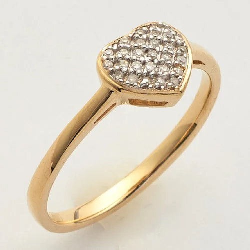 Engagement rings with vintage-inspired design for women -10KY 0.10CTW DIAMOND HEART RING