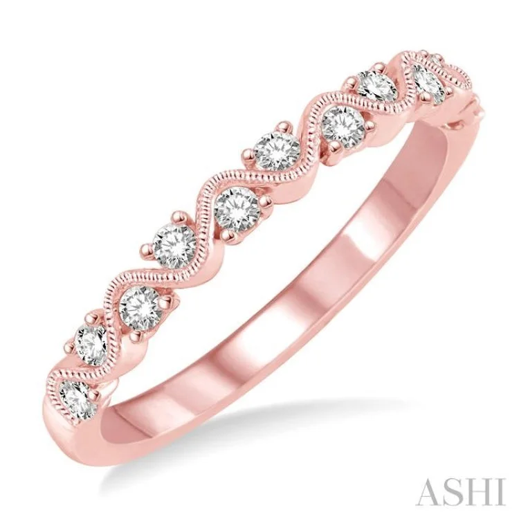 Gold engagement rings for women -1/4 ctw Round Cut Diamond Stack Band in 14K Rose Gold